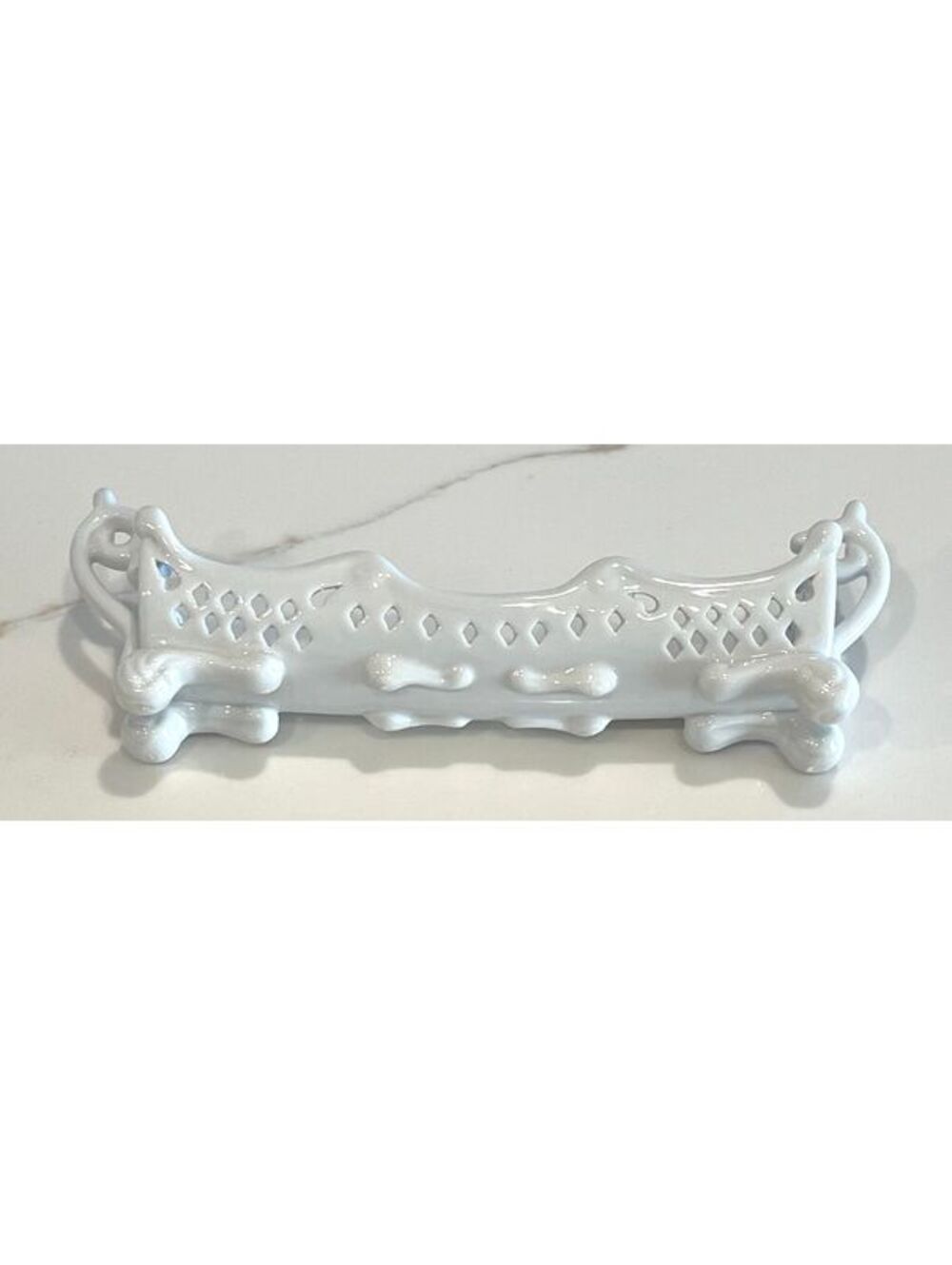 Vintage Deadstock Flatware Holder Spooner Dragon Handles Silverware Porcelain